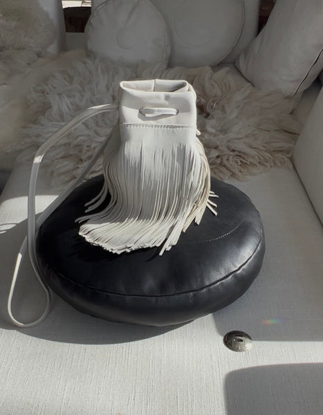 Stone white Bucket bag with Fringe