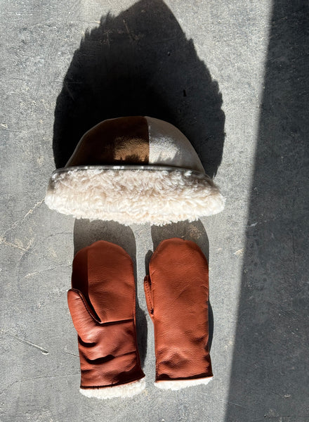 Shearling and Leather Mittens