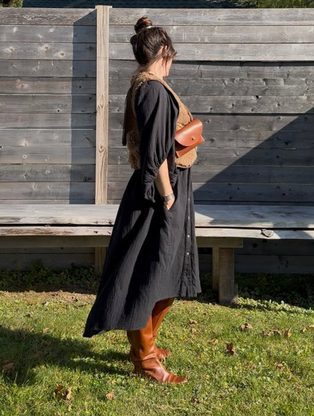 Cropped shearling vest