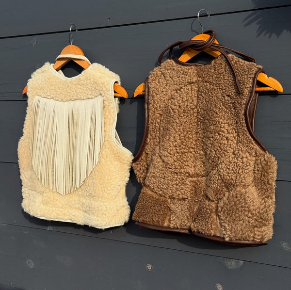 Cropped shearling vest