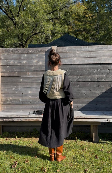 Cropped shearling vest