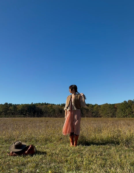Cropped shearling vest