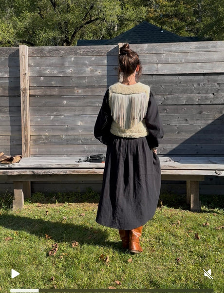 Cropped shearling vest