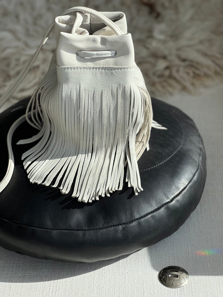 Stone white Bucket bag with Fringe