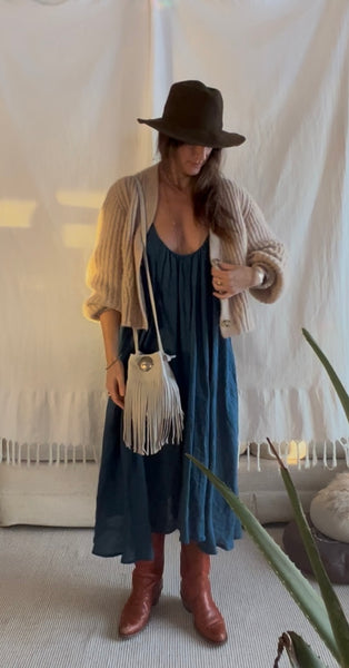 Stone white Bucket bag with Fringe