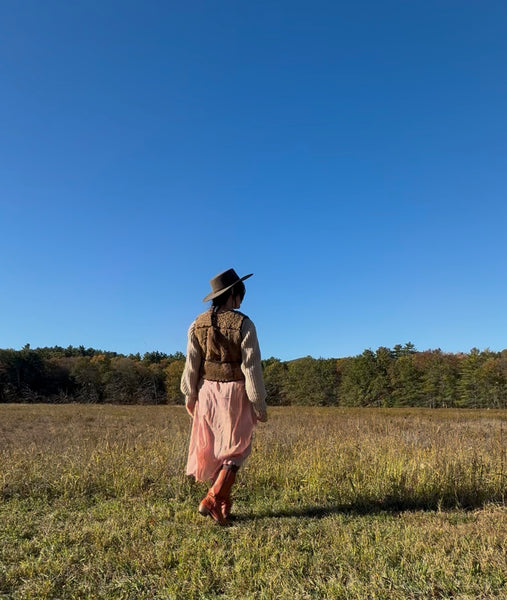 Cropped shearling vest