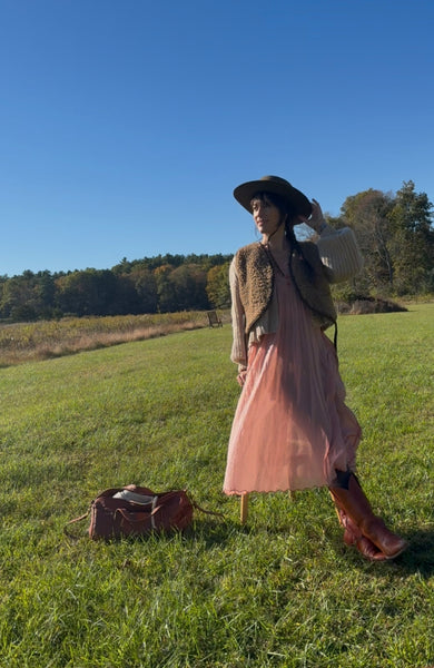 Cropped shearling vest