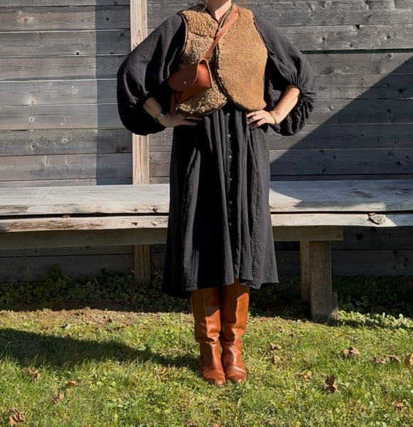 Cropped shearling vest