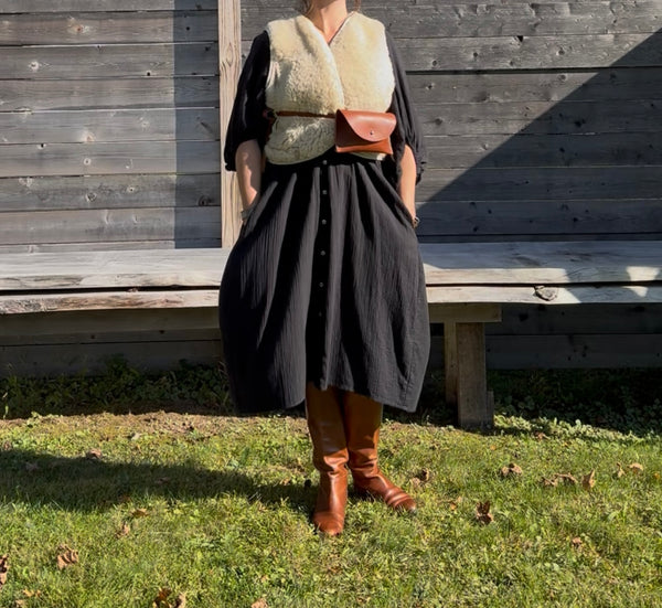Cropped shearling vest