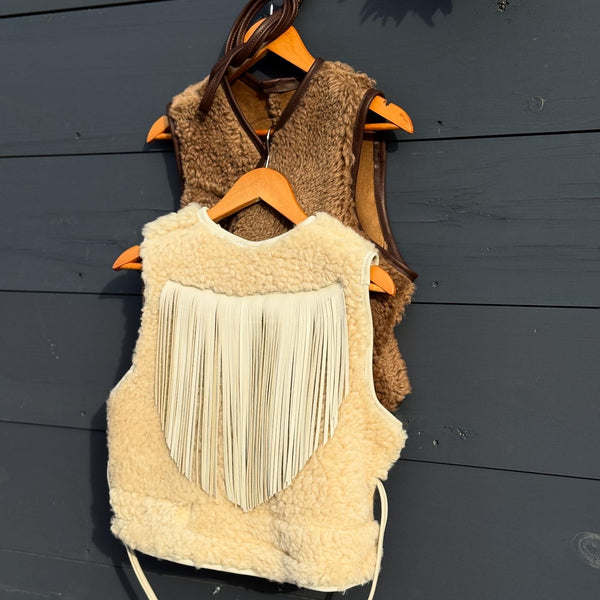 Cropped shearling vest