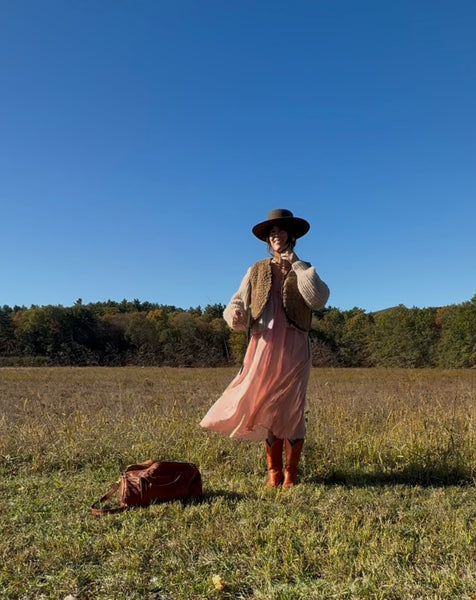 Cropped shearling vest