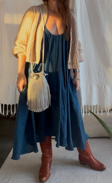 Stone white Bucket bag with Fringe