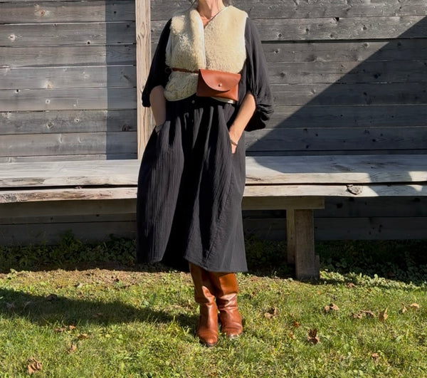 Cropped shearling vest