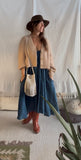 Stone white Bucket bag with Fringe