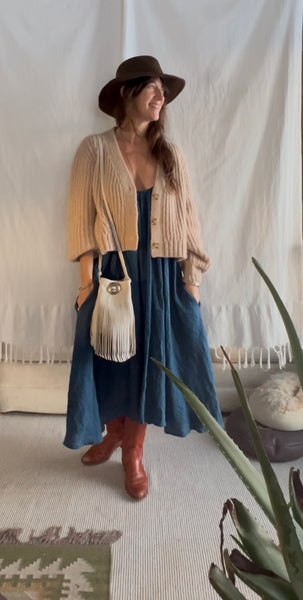 Stone white Bucket bag with Fringe