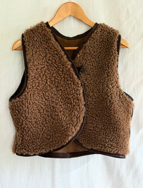 Cropped shearling vest