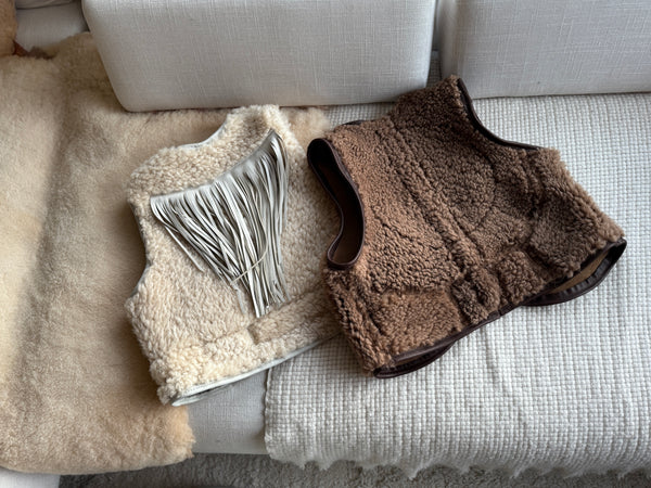 Cropped shearling vest