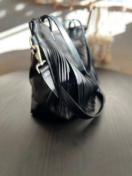 Zip tote with fringe