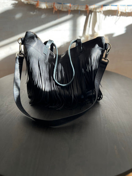 Zip tote with fringe
