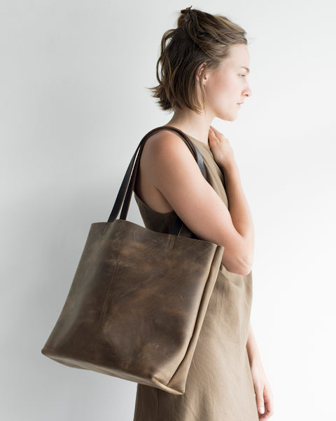 Shopper Tote in Dark espresso Brown leather
