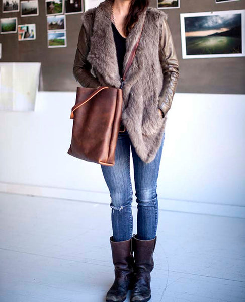 Shopper Tote in Dark espresso Brown leather