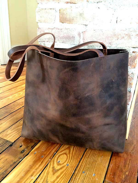 Shopper Tote in Dark espresso Brown leather