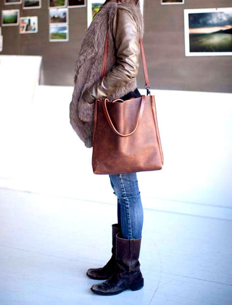 Shopper Tote in Dark espresso Brown leather
