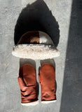 Shearling and Leather Mittens