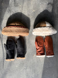 Shearling and Leather Mittens