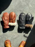 Shearling and Leather Mittens