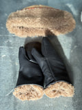 Shearling and Leather Mittens