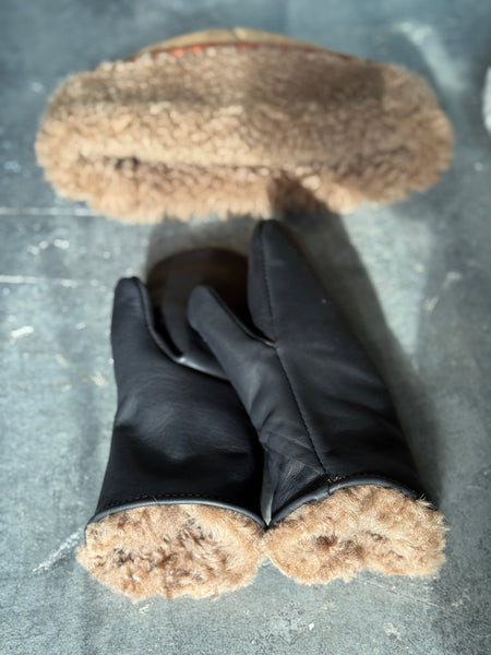 Shearling and Leather Mittens