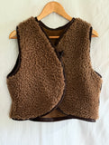 Cropped shearling vest