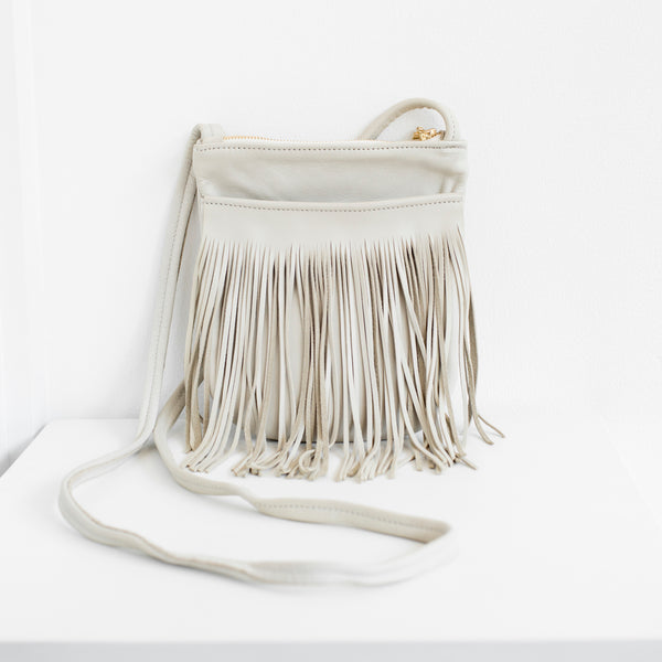 White Fringe Decor Crossbody Bag | Ally Fashion